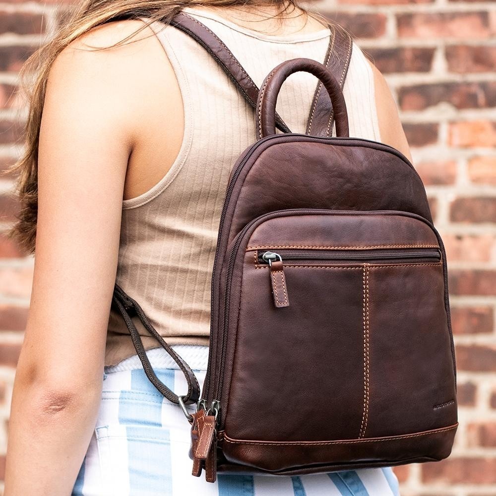 Jack Georges Voyager Small Convertible Backpack Brown Buffalo Leather MSRP $240